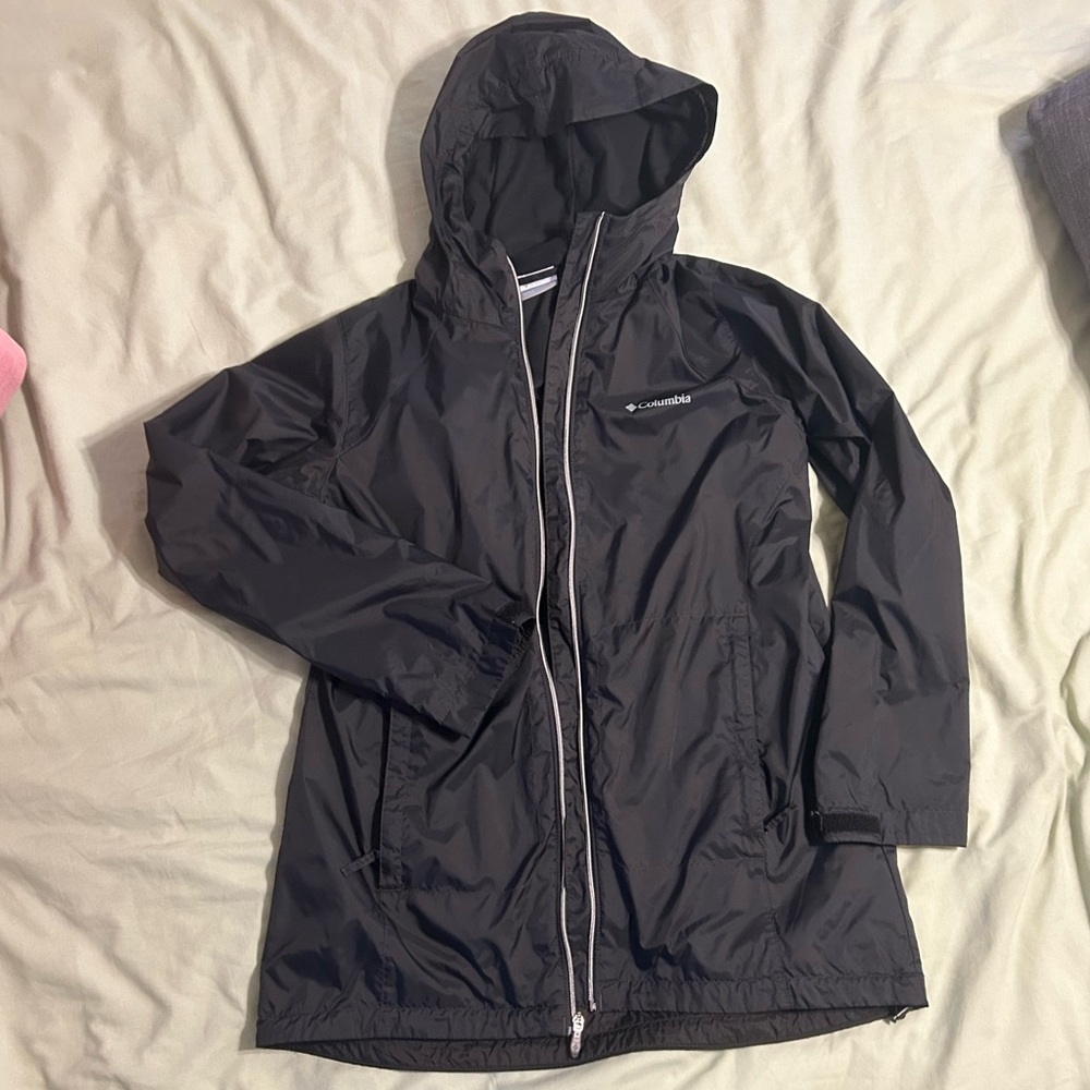Columbia Women's Black Hooded Rain Jacket